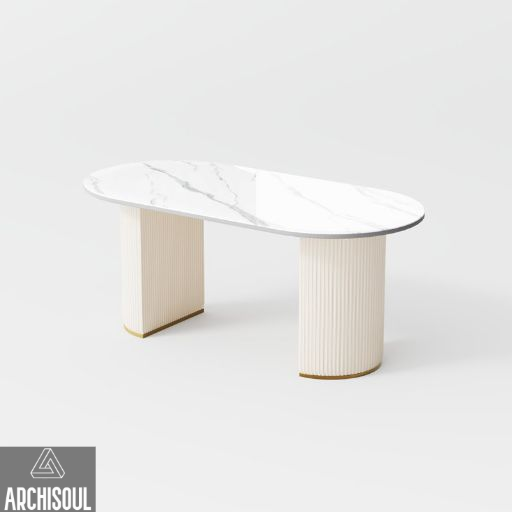 Tables à manger Ovale Pierre frittée brillante