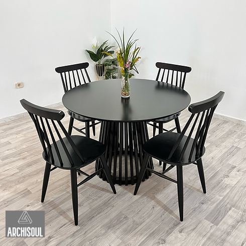 Table à Manger Oslo + 4 Chaises en bois
